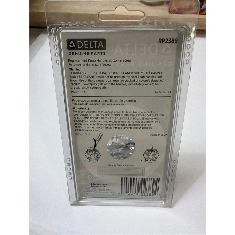 Delta Faucet RP2389 Single Clear Knob Handle‎ Kit with Button and Set Screw